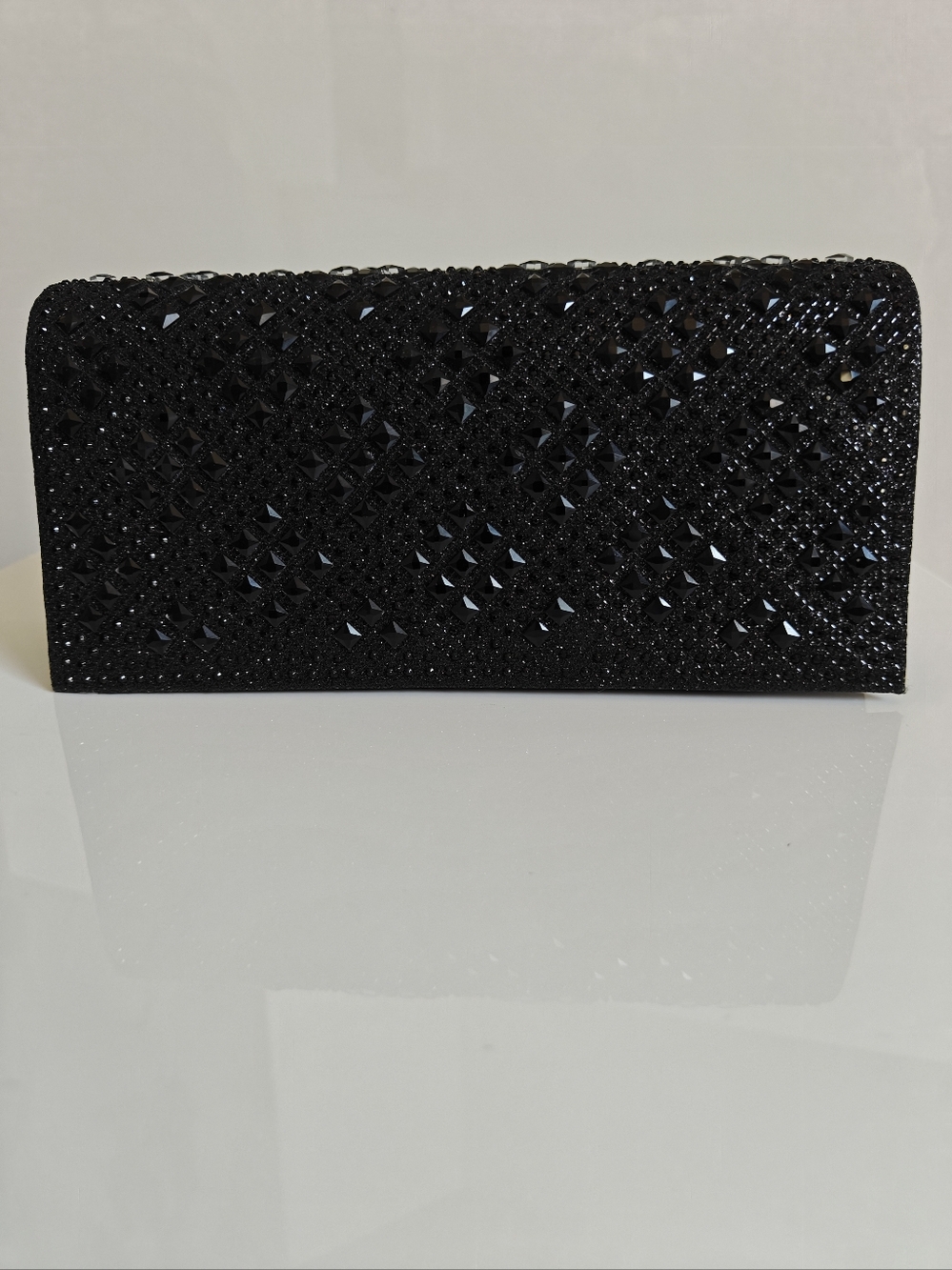 STUDDED BLACK EVENING CLUTCH